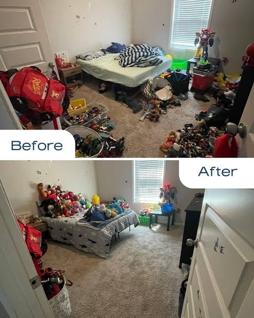 Kids bedroom before and after cleaning